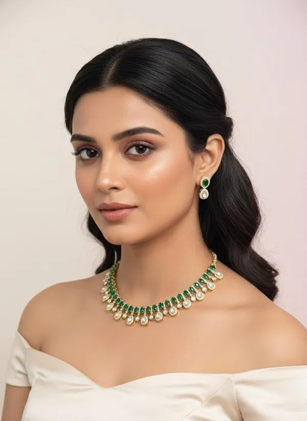Green_Brass_Necklace_Set_For_Women